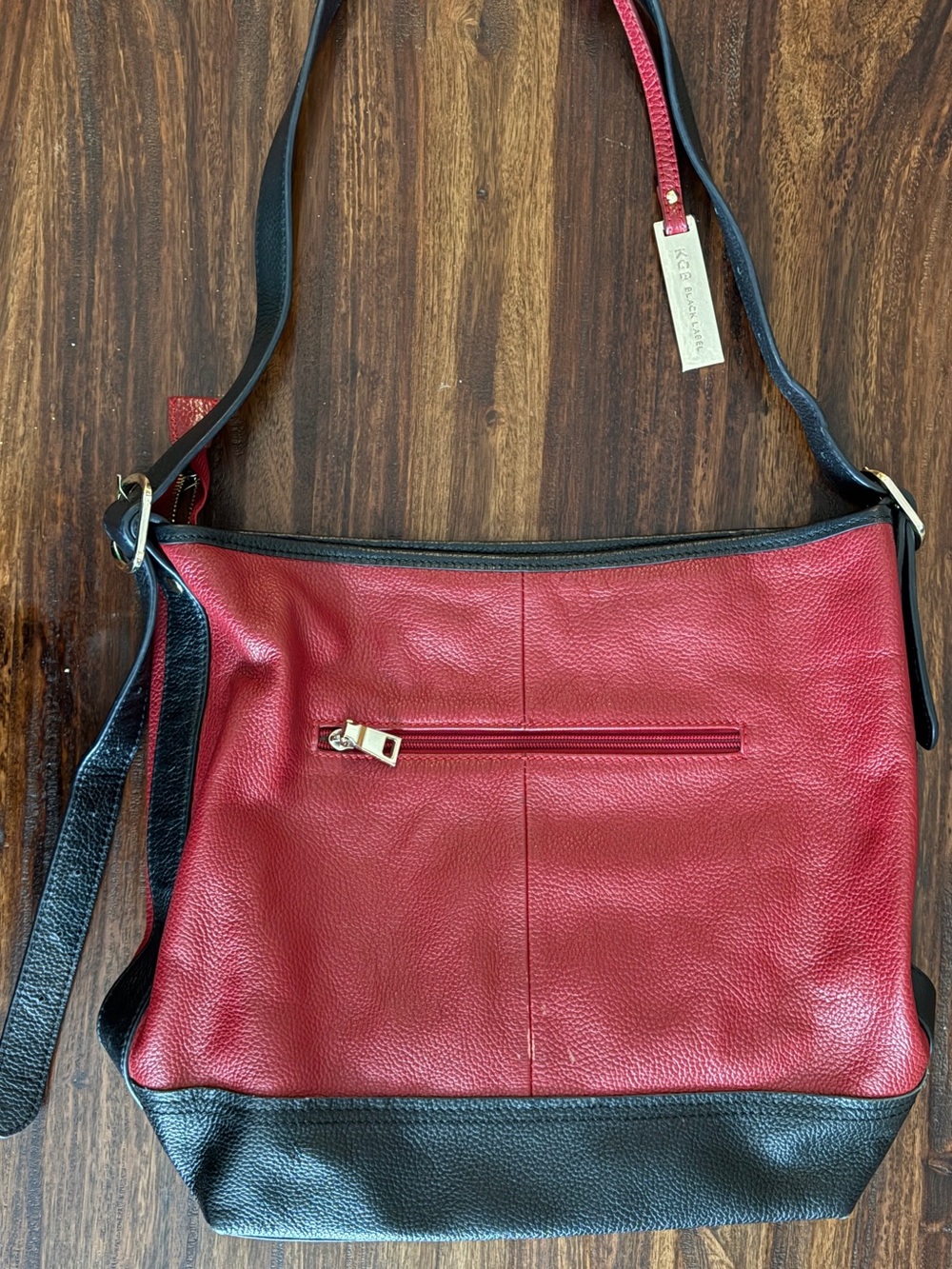 KGB Black Label Red & Black Leather Shoulder Bag